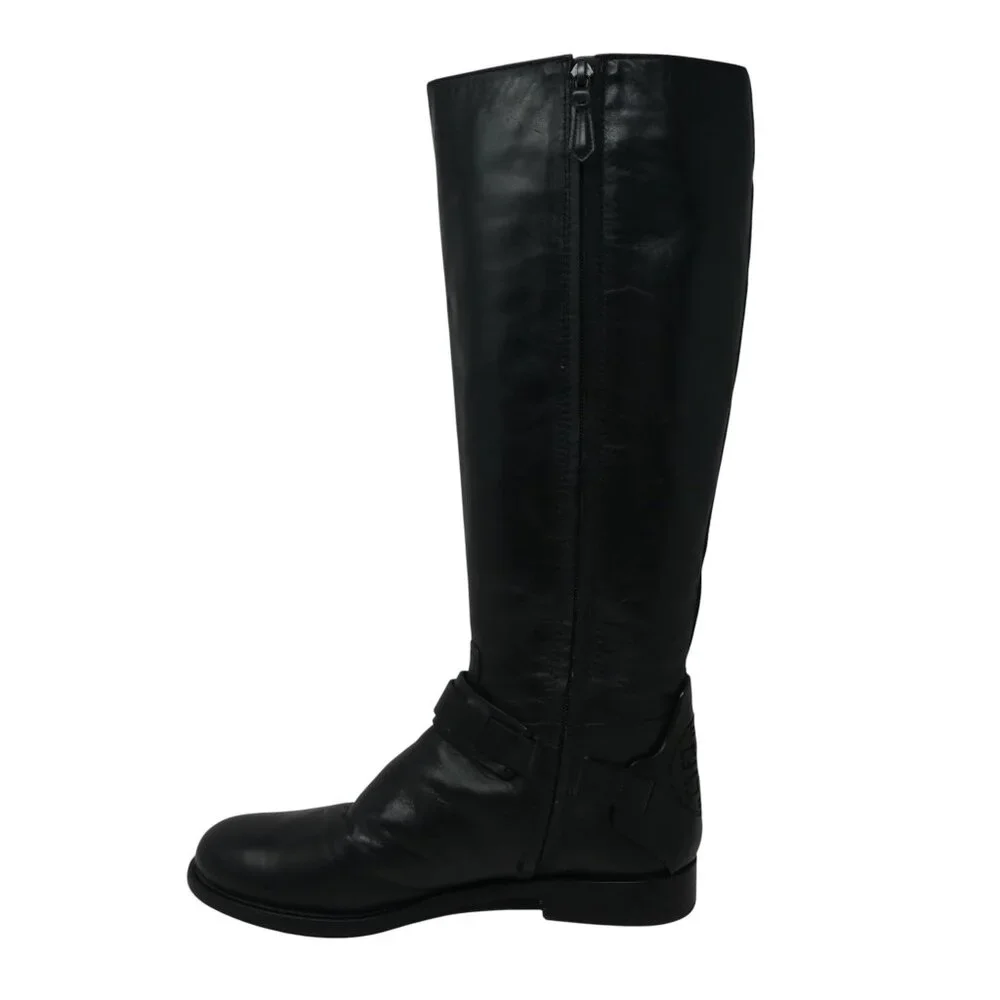 Tory Burch Colton Black‎ Leather Knee High Harness Riding Boots Womens 9